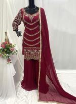 Shimmer Silk Hot Pink Party Wear Hand Work Readymade Sharara Suit